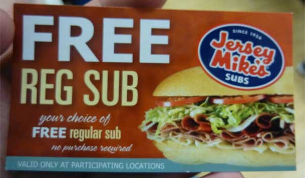 jersey mike's free regular sub coupon