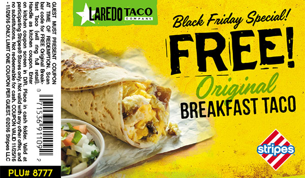 FREE Breakfast Taco at Stripes Stores (US)