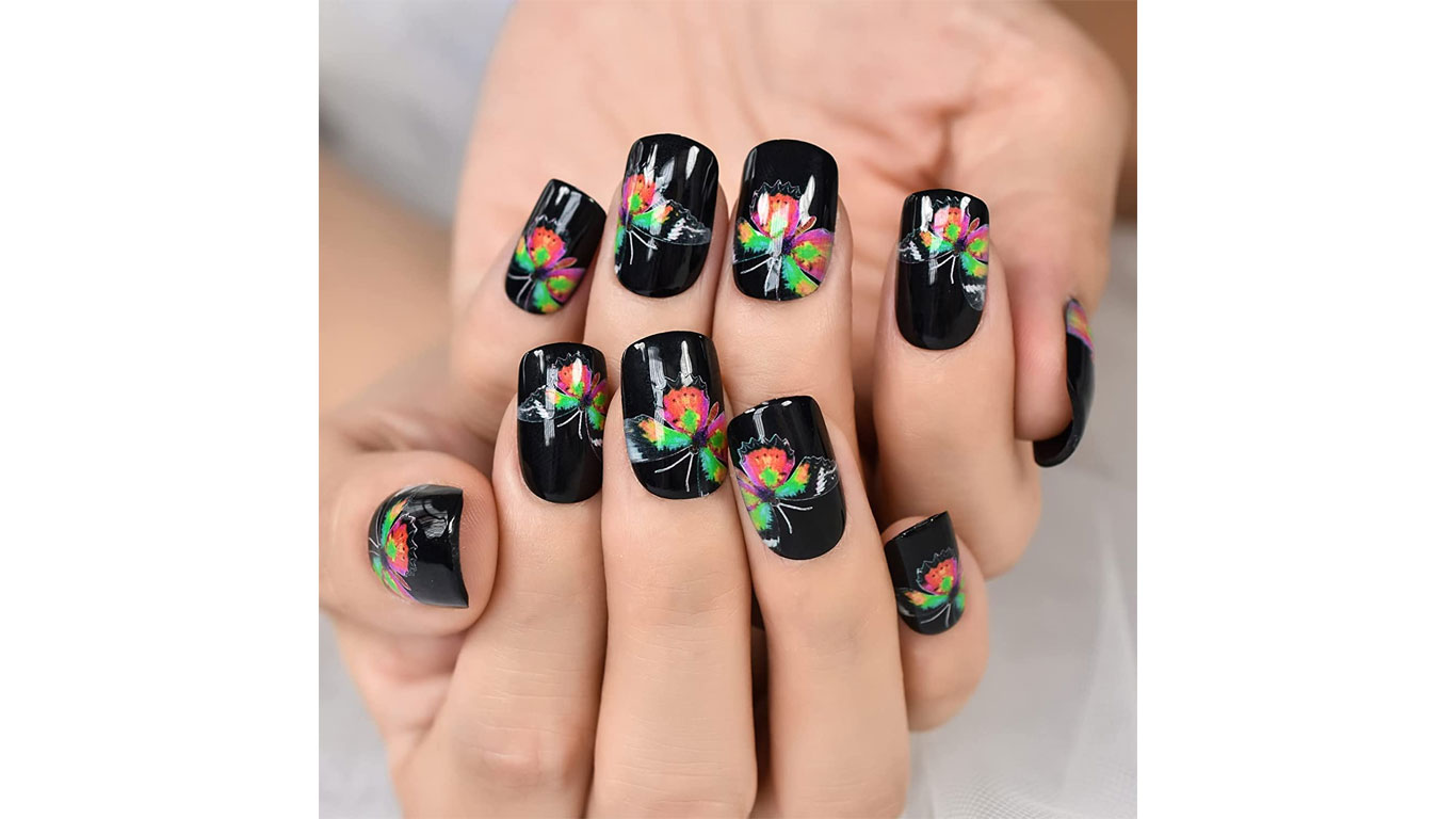Colorful Butterfly Pattern Press on Nails