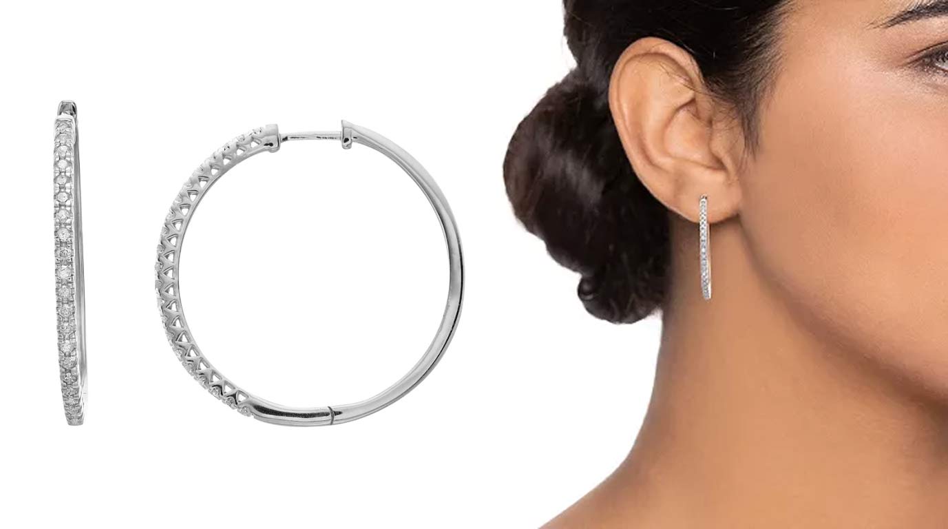 T.W. Diamond Hoop Earrings